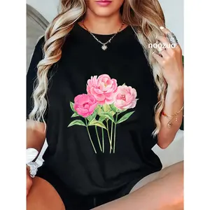 100% Cotton Peony Flower - Bouquet of Peonies Women and Girls T-Shirt