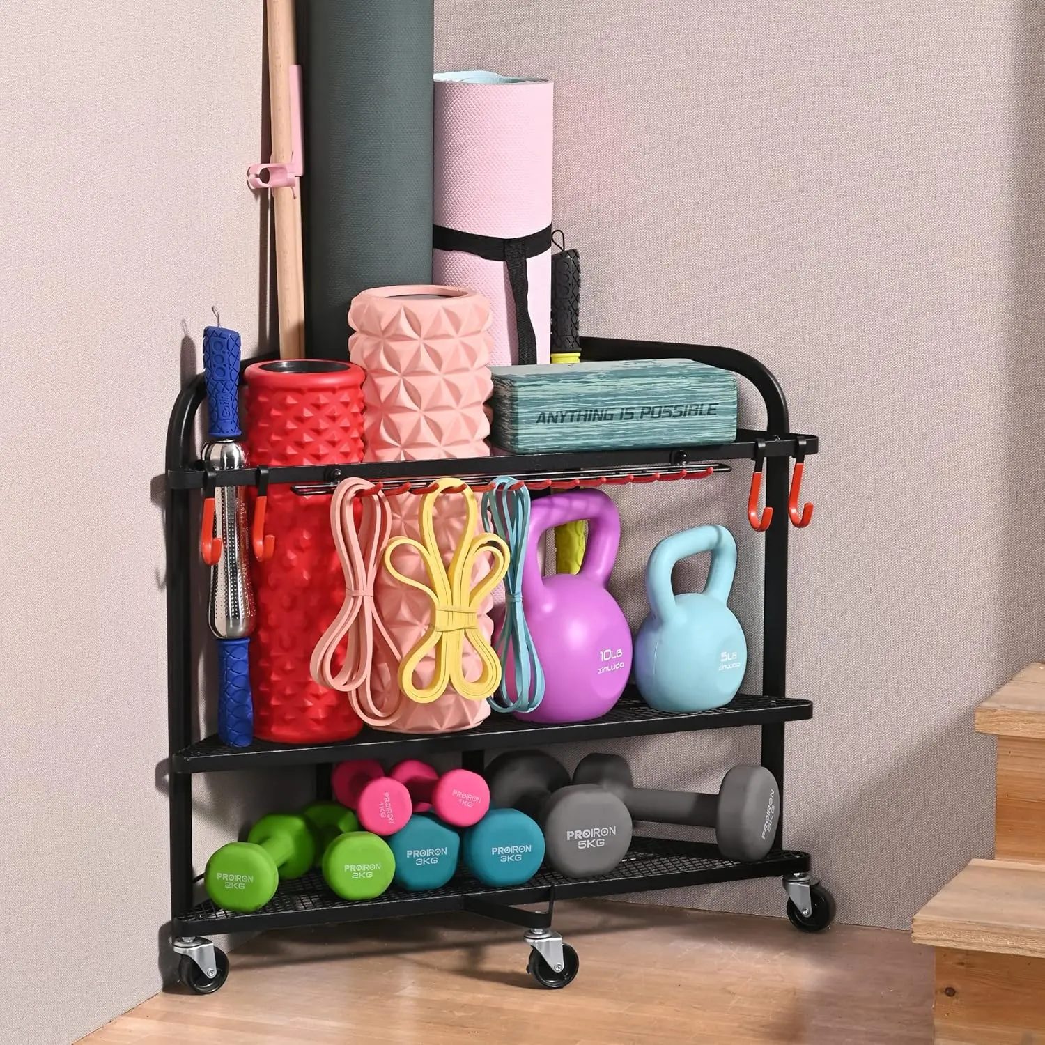 Weight Rack for Dumbbells, Home Gym Storage for Dumbbells Yoga Mat Kettlebells, Yoga Mat Storage Rack for Garage, Home Gym