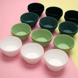 12Pack Reusable Silicone Cupcake Liners Muffin Cups Non Stick Easy Clean Baking Cups for Party Wedding Event Supplies