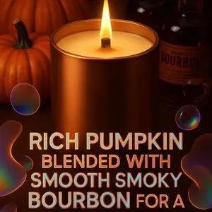Pumpkin Bourbon 15 oz Plant Based Candle Rich Pumpkin Scent Blended with Smooth Smoky Bourbon for A Unique Aromatic Experience