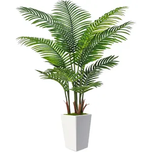 6FT Tall Artificial Faux Palm Tree Indoor Fake Plant with Lifelike Leaves for Home Office Decor (White)