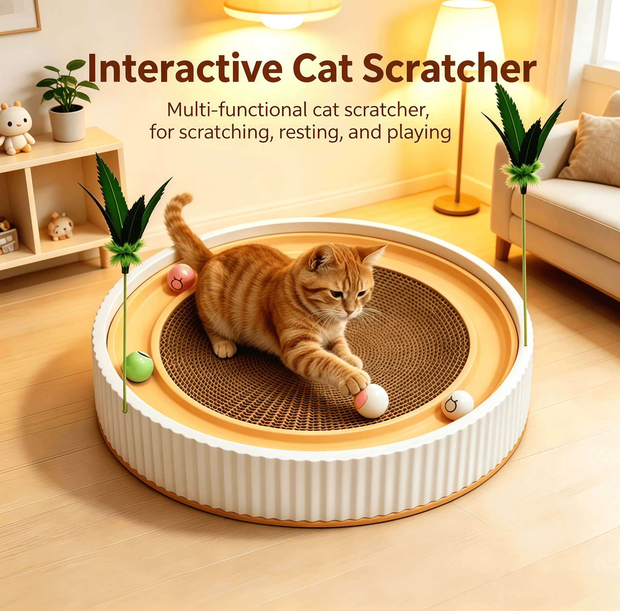 Corrugated Cardboard Cat Scratcher Bed - Easy-to-Replace Core Scratch Pad, Non-Shedding Surface, Claw Care Tool, Self-Amusing Toy for Cats to Encourage Natural Behaviors & Keep Environment Engaging