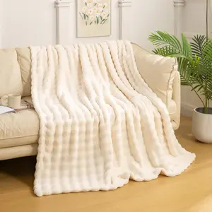 Faux  Throw Blanket with 3D Bubbles Super Soft Fuzzy Cozy Thick Blanket for Couch Chair Sofa  Home Decor(,50 * 60inches)
