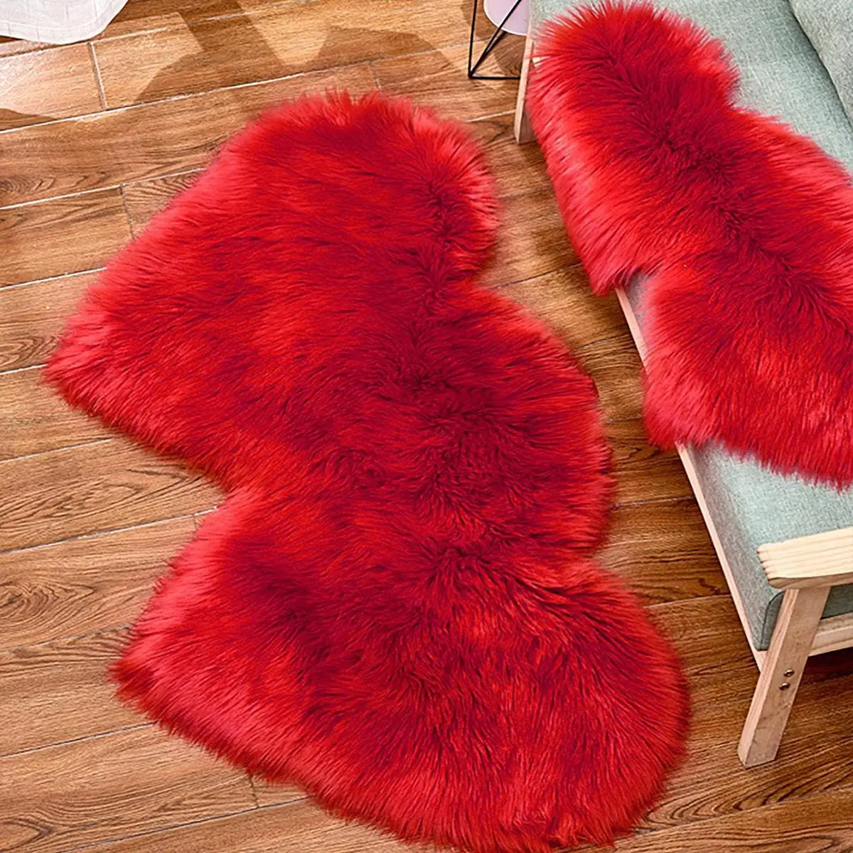 Heart Shape Solid Color Faux Fur Rug, 1 Count Soft and Fluffy Mat, Decorative Floor Rug, Floor Mat for Living Room and Bedroom