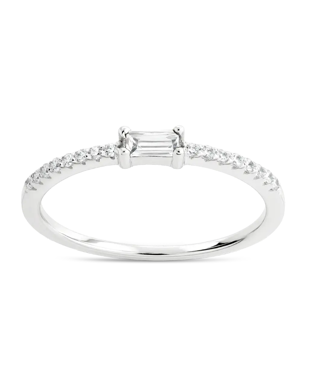 Sterling Silver Thin Clear CZ Stacking Birthstone Ring Sterling Silver Thin Clear CZ Stacking Birthstone Ring