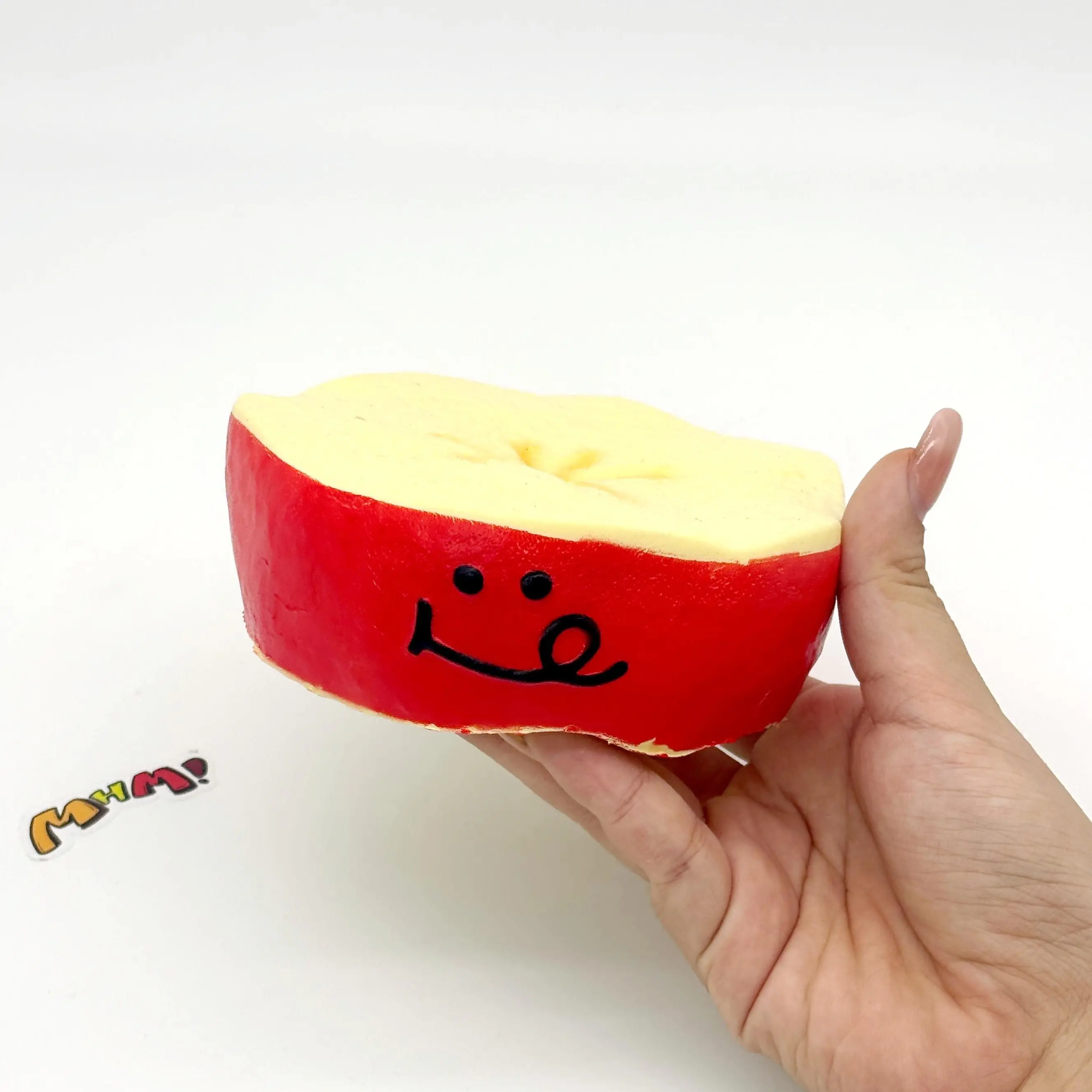 MHM Smiling Apple Slice Slow Rising Squishy Toy, Soft Food-Themed Sensory Fidget Toy with Realistic Sticky Texture, Cute Kawaii Gift
