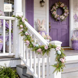 Easter Eggs Garland Creative Spring Realistic Faux Hanging Vines for Holiday Mantle Table Tree Decoration
