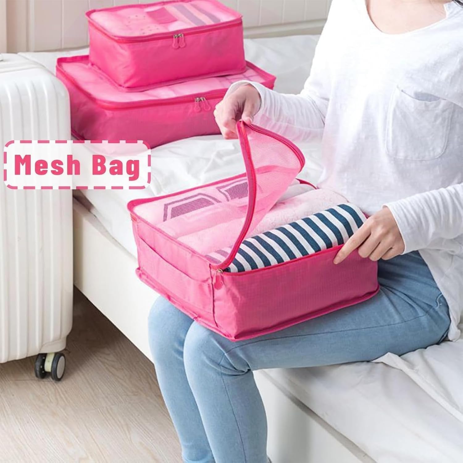 Packing Cubes 6 Set Luggage Packing Organizers for Travel Accessories Suitcase Organizers Travel Essentials（Red）