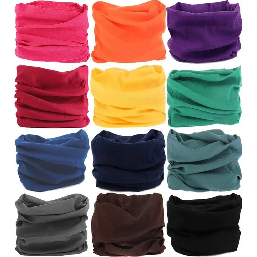 12 Pack Unisex Multi-Purpose Neck Gaiter Headband - Comfortable, Breathable Scarf Head Wrap, Seamless Bandana, Sun/Wind-Protective Face Covering for Hiking, Cycling