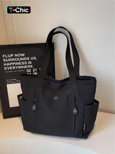 Large Capacity Tote Bag, Lightweight and Spacious, Fashionable Daily Use, Neutral Simple Shoulder Bag, Multiple Side Pockets, Comfortable Handbag, Daily Commuting Bag