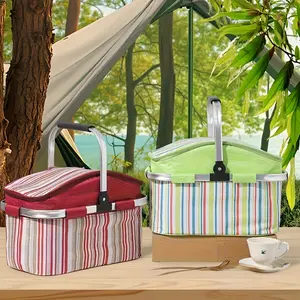 Convenient Foldable Portable Picnic Basket Large Capacity Outdoor Storage Basket Perfect for Camping Picnic Beach Travel Home Daily Use