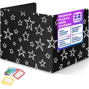 22-Pack Desk Dividers for Students, Durable & Waterproof Plastic Study Carrel Divider, Classroom Folders Teacher Supplies, Easy-to-Clean Plastic Privacy Shield Folder Boards for Student Desks