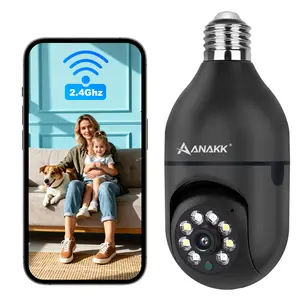 Cámara de seguridad con bombilla de luz, cámara inalámbrica de 360°/2k HD, cámara de toma de luz Wi-Fi de 2,4ghz con sistema de seguimiento automático,Compatible con Alexa para cámaras de seguridad en el hogar de interior y exterior (no admite 5G wifi)