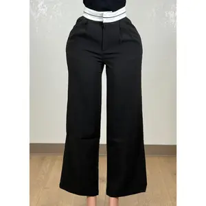 ASTRID BLACK WHITE WAISTLINE STRAIGHT PANTS