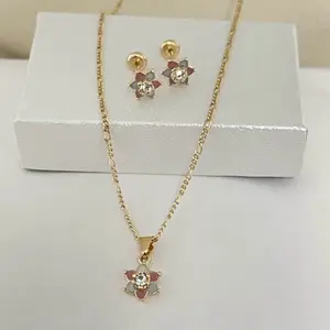 18k Gold Plated Earrings & Necklace Set fashion woman