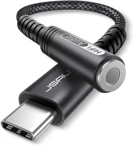USB-C to 3.5mm Headphone Jack Adapter  | Type C to Aux Audio Dongle for iPhone 15/16/17, Samsung S24/S23, iPad Pro, Pixel 8/9 (Grey)