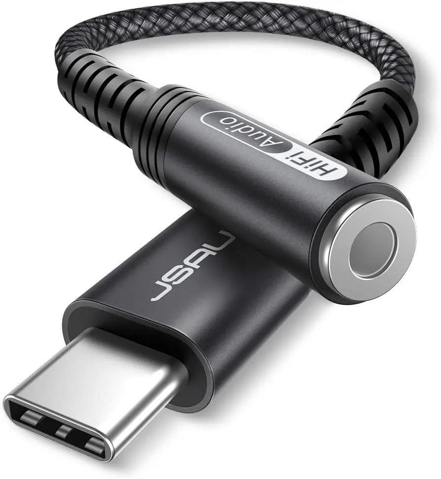 USB-C to 3.5mm Headphone Jack Adapter  | Type C to Aux Audio Dongle for iPhone 15/16/17, Samsung S24/S23, iPad Pro, Pixel 8/9 (Grey)