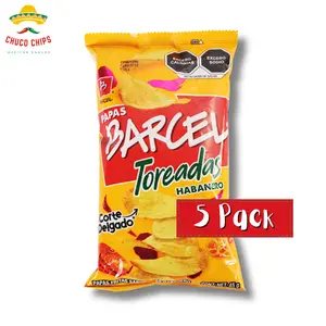 Papas Barcel Toreadas Habanero |  5 Pack of Chips | Authentic Mexican Snack | Spicy Snack Crunchy Crispy | Authentic Mexican Chips & Snacks by Chuco Chips