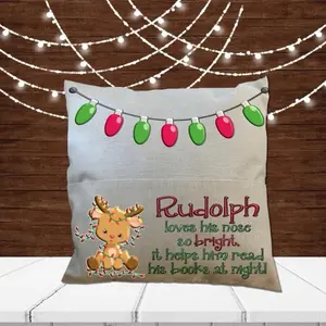 Christmas Storybook Pillow Case, Rudolph Pillow Case, Christmas Pillow for Kids