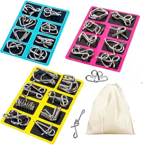 24Pcs Metal Wire Puzzle Set with Pouch – Brain Teaser IQ Unlock Game, Interlock Toys for Kids & Adults Challenge