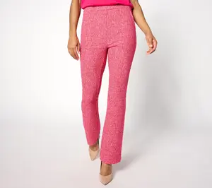 Isaac Mizrahi Live! Petite Novelty Jacquard Knit Flare Pants