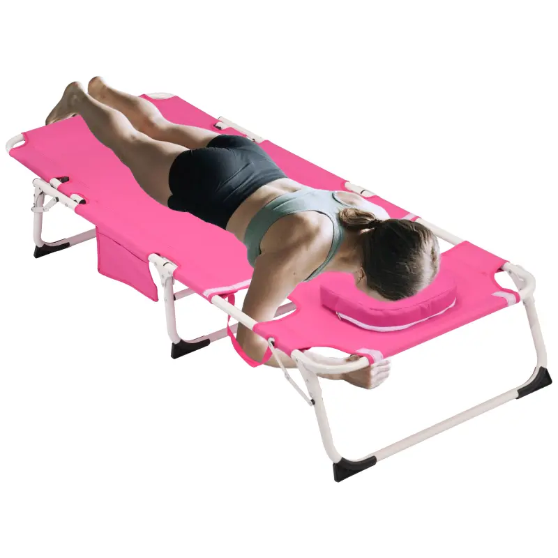 3-in-1 Heavy Duty Tanning Chair with Face Hole - Adjustable 5-Position Folding Lounger, Patio Outdoor Furniture for Backyard Pool, Beach Sunloungers, Portable Lay Flat Outdoor Chair for Camping Deck, Adjustable Folding Lounger