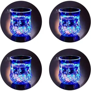 LED Cups 4 PACK Flashing Light up Automatic Water Activated Color Changing Wine Whisky Beer Cola Juice Drinkware Mugs Shot Glass for Bar Disco Night Club Party Halloween Christmas, Set of 4
