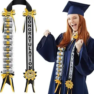 2026 Graduation Cash Garland, Dual-Braid Gold Coffee Color, Perfect for High School & College Graduation Ceremonies, Lightweight Grad Gift