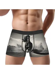 1 piece Happy sport Horse Black Horse Underpants Breathbale Panties Man Underwear Comfortable Shorts Boxer Briefs