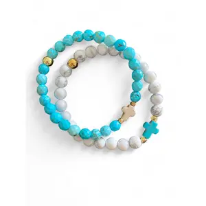 Santorini Small, White & Turquoise Cross Bracelet