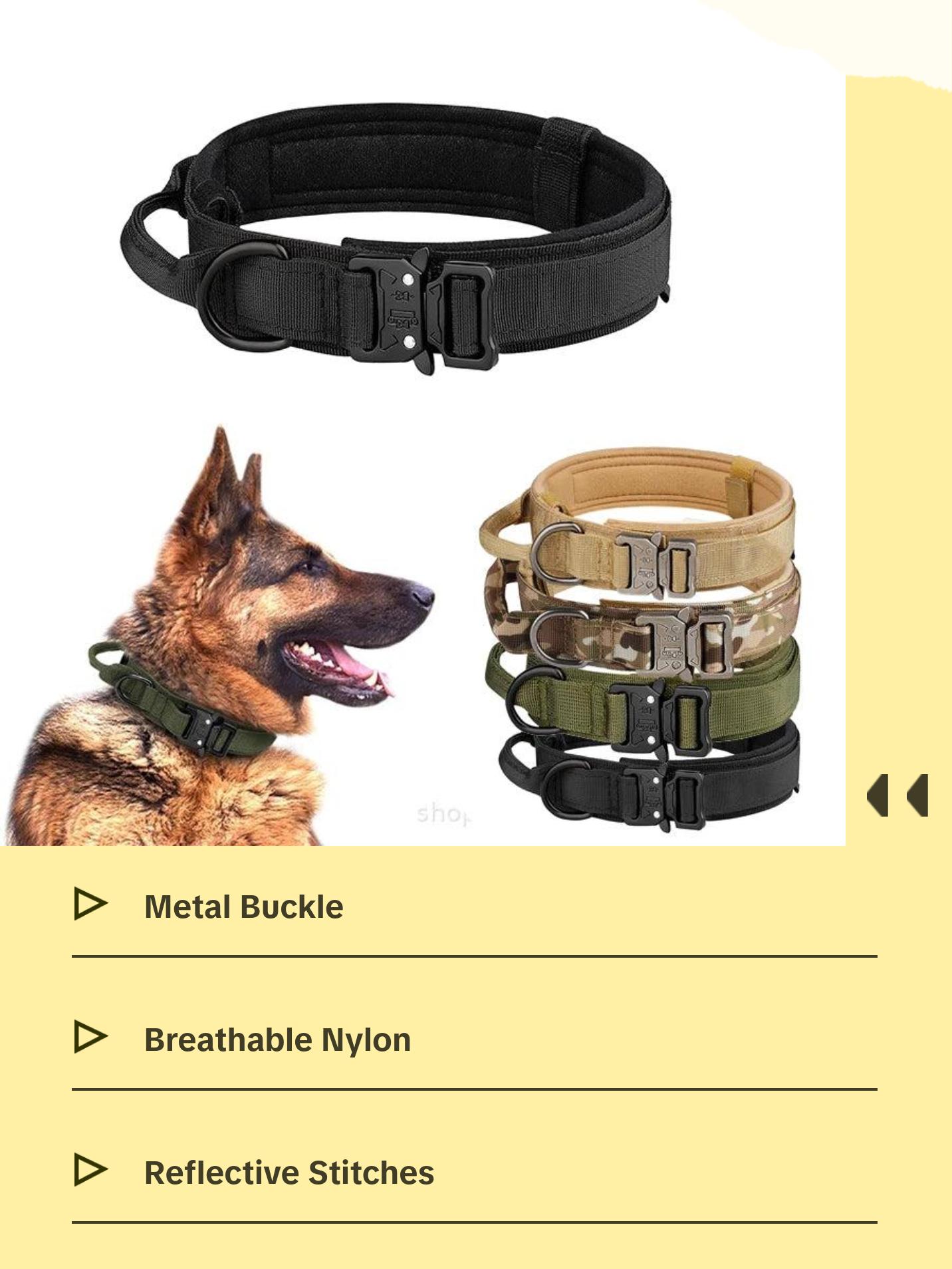 Outdoor Tactical Dog Collar with Metal Buckle for Medium/Large Dogs