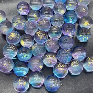 52 Pcs Luminous Glass Beads, 12mm Round, Unperforated, for DIY Crafts, Bracelets, Jewelry, Home Decoration, Fireplace Decoration - No Power Required