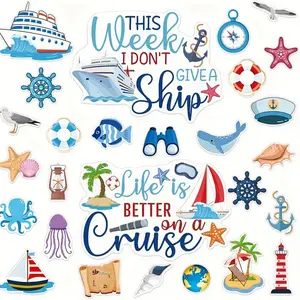 [Cruise Door Magnets] 27pcs Cruise Door Decorations Magnetic - Large Nautical Cruise Magnets for Door - Reusable Funny Carnival Cruise Ship Door Magnets - Cruise Cabin Magnets for Door Decorations - Fridge Car Computer Refrigerator Decorating Magnet