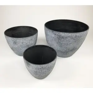 Nesting Planters, Set of 3 Medium Spackled Gray