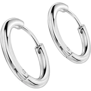 316 Stainless Steel Huggie Hoop Earrings, 10mm/12mm, , Lightweight