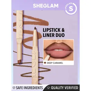 SHEGLAM Glam 101 Lipstick and Liner Duo Long Lasting Matte Lipstick Creamy Smooth Lip Liner Set Highly Pigmented Waterproof Smudge Proof