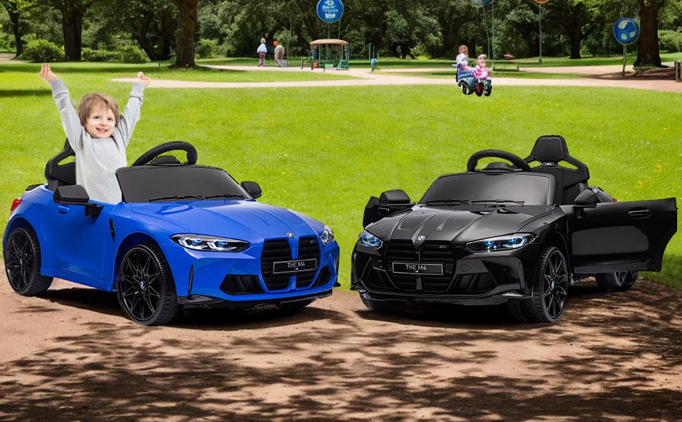 Kids Electric Ride-On Car, 12V Battery Powered with Parental Remote, 2 Speed Modes, Spring Shock Absorber, LED Wheels, Music/Bluetooth, White Toy Car for Boys Girls 3-8 Years Old