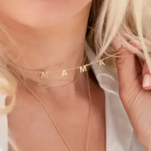 2024 New MAMA Letters Necklace Stainless Steel Mom Baby Lockbone Chain Pendant Choker Female Mother's Day Jewelry Fashion Gift