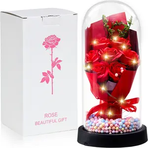 Mather's day Rose gifts for Her,Women's history month Flowers gifts for Mom Women Girlfriend,Birthday gifts for Women,Valentines gifts for wife,Colorful Light Up Rose in A Glass Dome,Anniversary Christmas roses gift for wife daughter