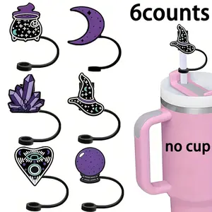 Creative Straw Cap Set, Reusable Food Grade Silicone Straw Cover, Dustproof and Splashproof Drink Accessories, Drinking Gadgets, Tumbler Straw Lid