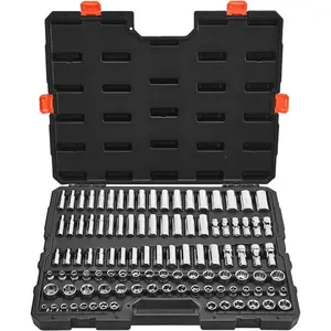 VEVOR Socket Set, 76 Pieces, 3/8 inch Drive Socket and Ratchet Set, SAE and Metric, Deep and Shallow, Mechanic Tool Kit with Accessories and Storage Case, CR - V Alloy Steel, for Automotive Repair
