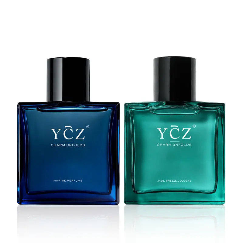 [YCZ] Fresh Fragrance Duo Scent Perfume Set - 2×50mL/1.7fl oz (100mL Total), Citrus & Marine & Jade Breeze, Men's Cologne, Unisex, Long-Lasting, Vegan, Cruelty-Free, Clean Scents