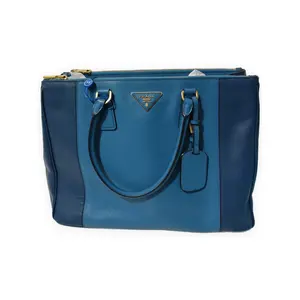 Pre-owned PRADA Saffiano leather Top Handle Bags Galleria Medium Blue (two tone, light and medium blue) Very Good S014260414036