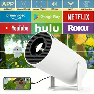 Home Outdoor Mini Projector，with WiFi 5 and Bluetooth 5.0，Portable Projector 720P Support,Vertical Keystone 180°Rotatable