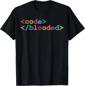 100% Cotton Code-Blooded Funny Developer Data Syntax T-Shirt