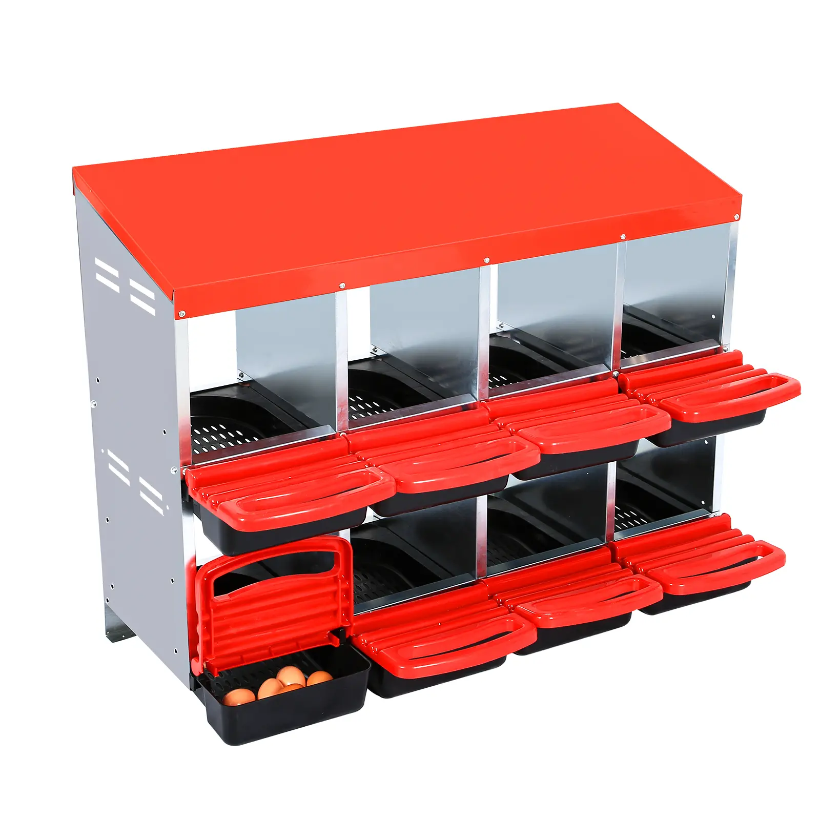 (Red without bracket legs) 8 compartment egg laying box