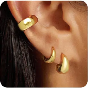 FOXGIRL Dangle Hoop Earrings for Women Trendy Cartilage Earrings Hypoallergenic Ear Cuffs Chain Earrings Fashion Jewelry for Summer