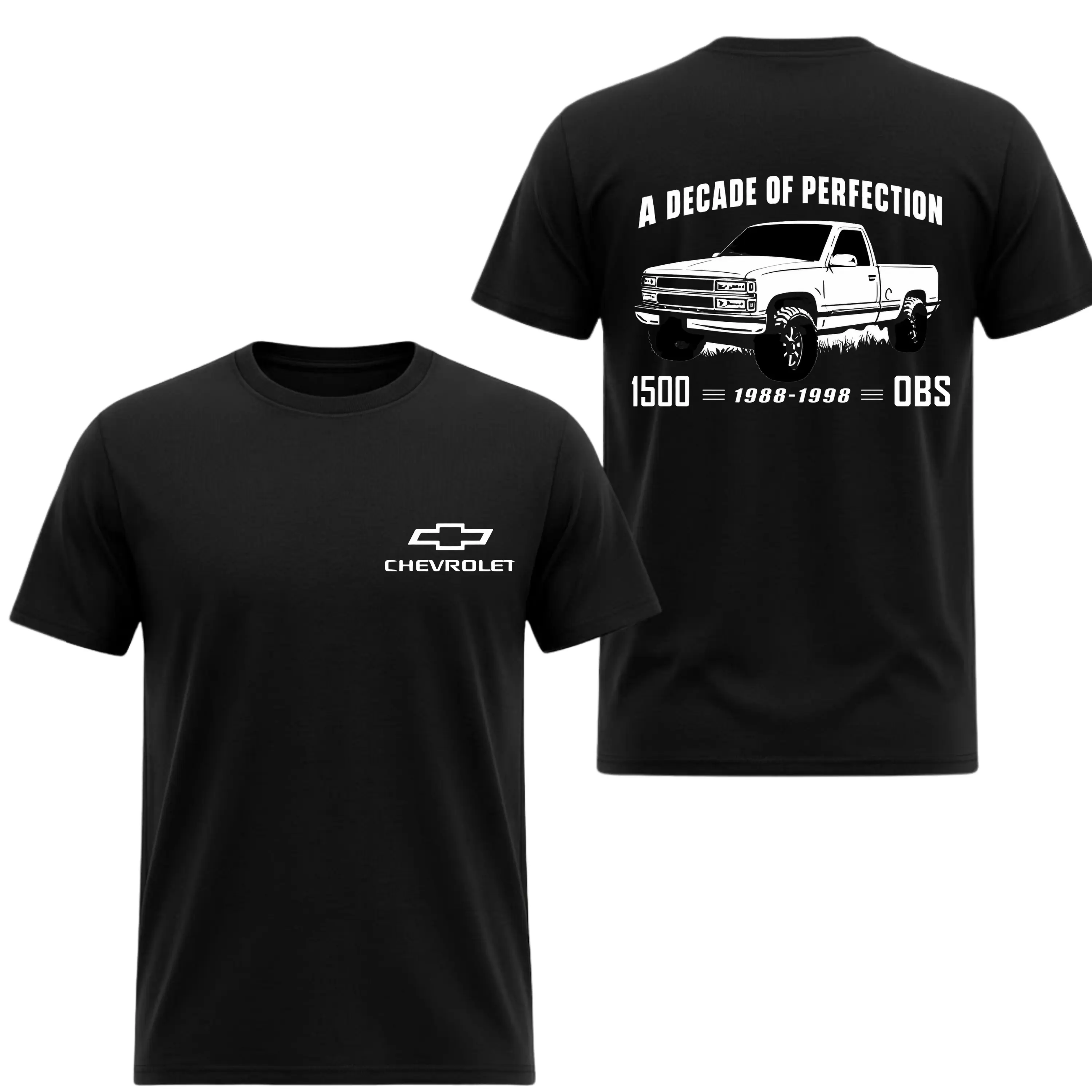 Chevrolet OBS 1500 Decade Of Perfection T-Shirt, 2 Sides, 1988 1998 Truck Graphic Tee