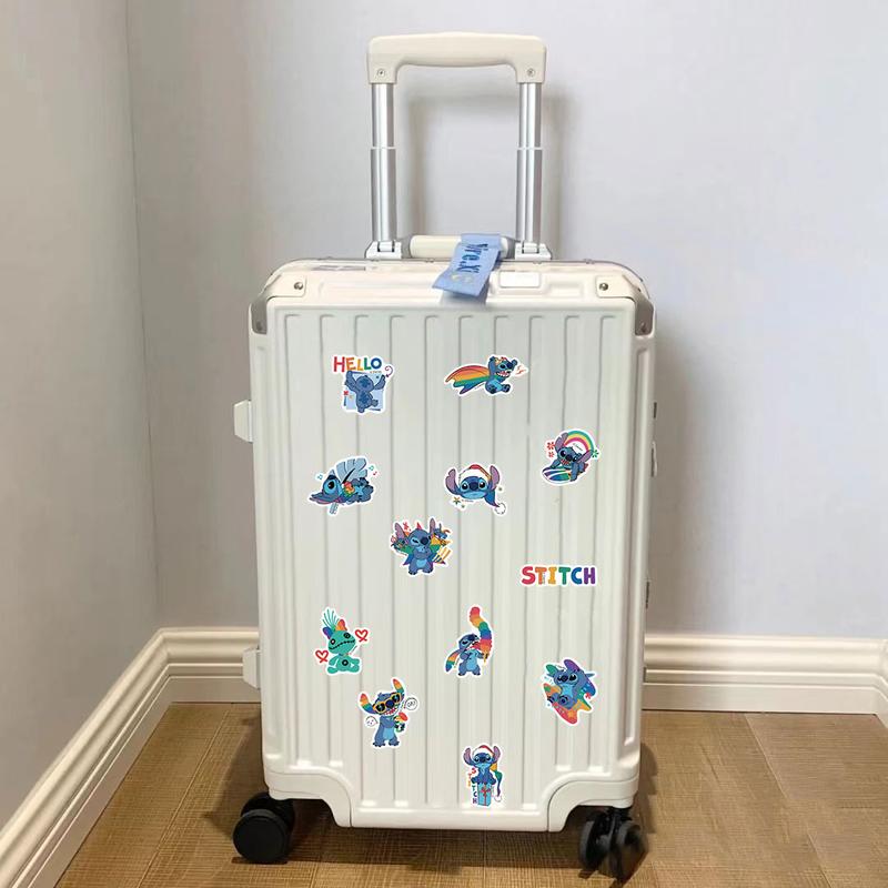 Disney Officially Licensed 50pcs Rainbow Stitch Vinyl Stickers Waterproof Classic Decals for DIY Projects & Gifts 1.57-2.76 Inches Multipurpose Use