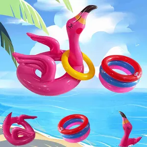1/2sets Inflatable Flamingo Pool Toy Set, Luau Party Decoration, Hawaiian Beach Toys, Outdoor Carnival Game, Adult Family Use, Summer Party Supplies, Inflatable Pool Floaters